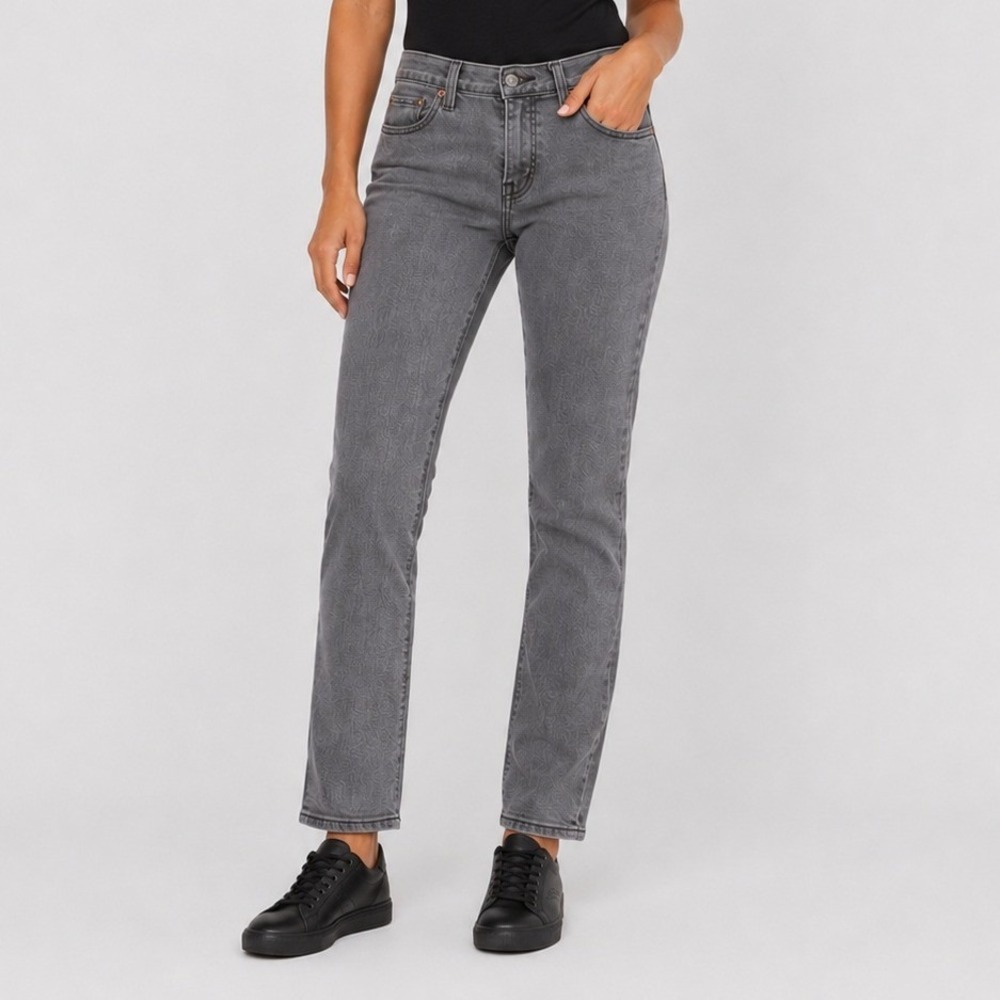 Levis Wedgie Straight High Rise Button Fly Gray Washed Jeans 27 34964-0127